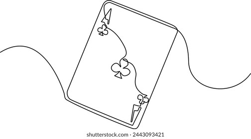 continuous line of playing cards.ace card single line vector.ace card icon drawn in one line