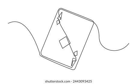 continuous line of playing cards.ace card single line vector.ace card icon drawn in one line