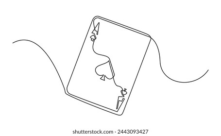 continuous line of playing cards.ace card single line vector.ace card icon drawn in one line