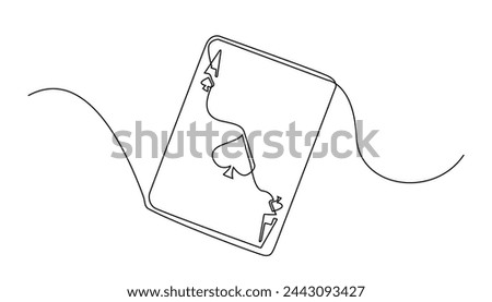 continuous line of playing cards.ace card single line vector.ace card icon drawn in one line
