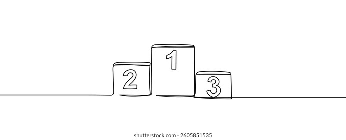 Continuous line, podium ranking vector illustration with transparent background.