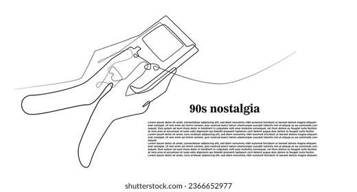 continuous line of Portable retro game console.nostalgic 90s game play.
