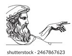 Continuous line portrait of Leonardo da Vinci. One line vector of the artist