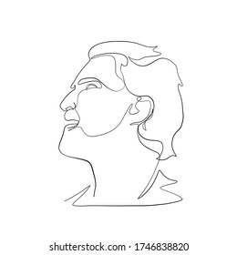 Continuous Line Portrait Man. Minimal Silhouette Male Face. Modern Sketch Portrait. Outline Symbol. Symbol, Sign. Vector Drawing Illustration.