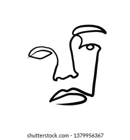 Continuous line. Portrait of a woman. One line drawing face isolated on white background. Fashion beauty girl 