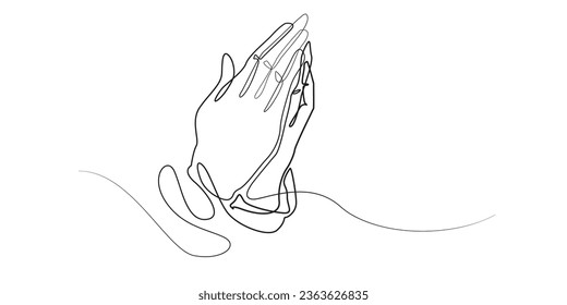 continuous line of praying.vector single line of hands praying.isolated white background