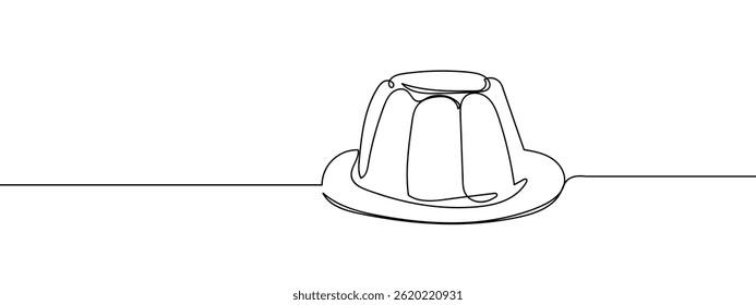 Continuous line, pudding, dessert Simple lines, transparent background.