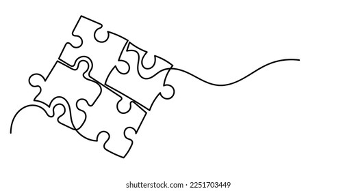 continuous line puzzle. one piece line drawing of puzzle .brain sharpening kids game.line art puzzle isolated white background
