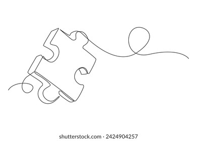 continuous line puzzle pieces.single line vector puzzle pieces.
one line puzzle game isolated white background