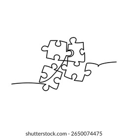 Durchgehende Linie Puzzle Vektorgrafik