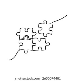 Línea continua Puzzle Ilustración vectorial