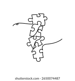 Durchgehende Linie Puzzle Vektorgrafik