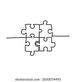 Continuous Line Puzzle Vector Illustration