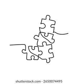 Línea continua Puzzle Ilustración vectorial