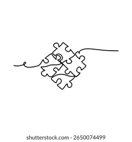 Línea continua Puzzle Ilustración vectorial