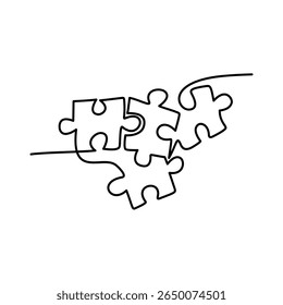 Línea continua Puzzle Ilustración vectorial