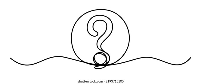 Continuous line question mark drawn single black line One line drawing vector illustration