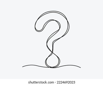 Continuous line question mark drawn single black line One line drawing vector illustration