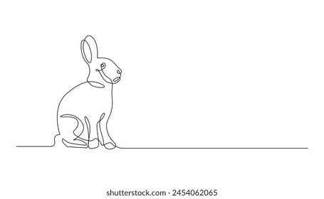 línea continua de conejo.línea única de conejo Vector.lindo conejo línea dibujo.línea ilustración de Vector