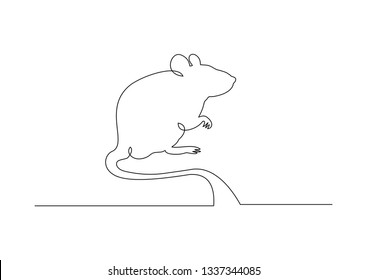 continuous line of rat animal vector