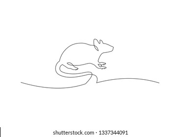 continuous line of rat animal vector