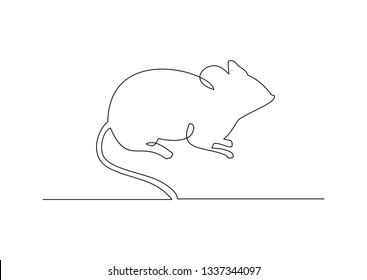 continuous line of rat animal vector