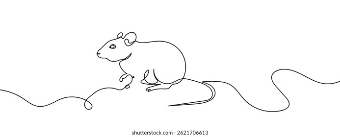 continuous line rat Simple lines, transparent background.
