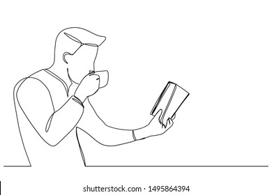 Continuous line reading a book Concept, study, relax, style, design, hand drawn, vector illustration