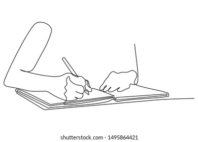 Continuous line reading a book Concept, study, relax, style, design, hand drawn, vector illustration