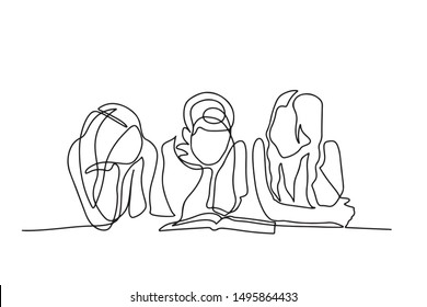 Continuous line reading a book Concept, study, relax, style, design, hand drawn, vector illustration