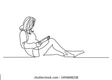Continuous line reading a book Concept, study, relax, style, design, hand drawn, vector illustration