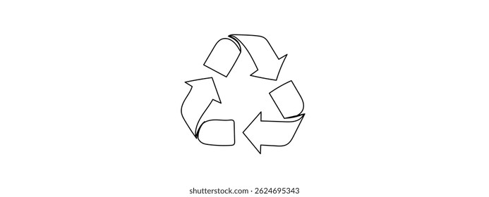 Endlose Linie, Recyclingsymbol, Umweltkonzept handgezeichnete Linienzeichnung Illustration, Vektor, transparenter Hintergrund.