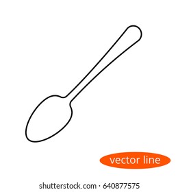 Continuous line representing a contour of a spoon - one vector object, a flat linear icon