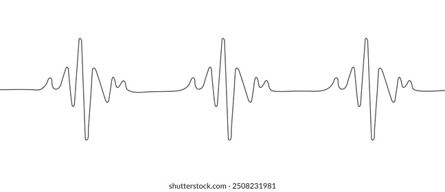 linha contínua representando uma pulsação. O design simboliza a saúde do coração, ataques cardíacos e o tratamento de doenças cardiovasculares.