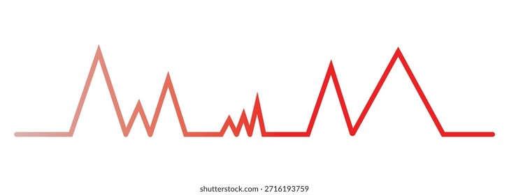 Linha contínua que representa uma ilustração de arte vetorial de contorno de batimento cardíaco, Batimento cardíaco uma linha. Ilustração médica gráfica da linha do EKG da pulsação. gráfico do pulso da frequência cardíaca. 