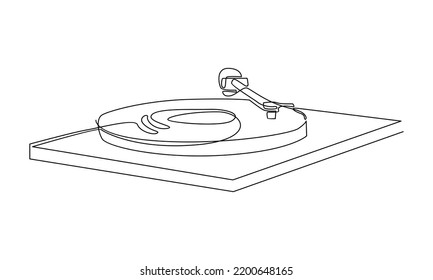 continuous line of retro old classic portable music turntable vinyl disc jockey