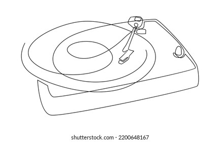 continuous line of retro old classic portable music turntable vinyl disc jockey