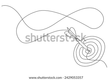 continuous line right on target.draw one arrow target line.sign of success and business success