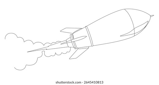 continuous line rocket illustration vector design