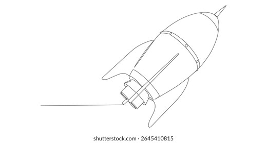 continuous line rocket illustration vector design