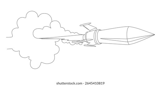 continuous line rocket illustration vector design