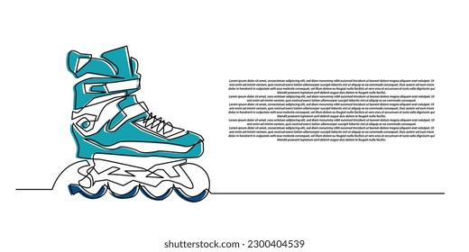 continuous line roller skates .single line roller skates vector