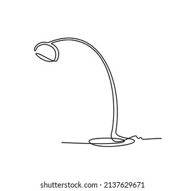 Continuous line room floor lamp. One line drawing of object home furniture for interior design illustration. Single line Minimalist design background