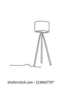 Continuous line room floor lamp. One line drawing of object home furniture for interior design illustration. Single line Minimalist design background