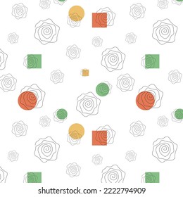 Continuous line rose background for decorative. White green yellow orange geometric seamless wave pattern hand drawing vector paint. Colorful abstract design for paper, cover, fabric, texture.