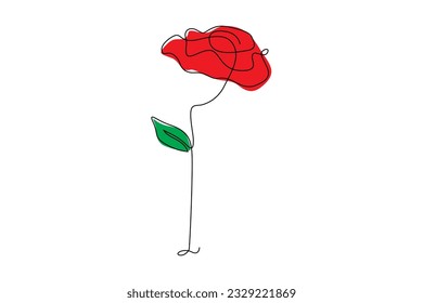 continuous line rose flower vector illustration