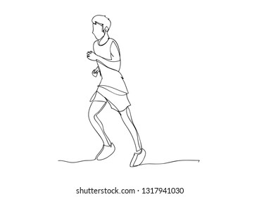 The continuous line of running men running
