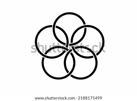 continuous line sakura flower logo isolated on white background