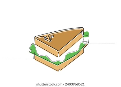 continuous line of sandwich.line art of sandwich isolated white background