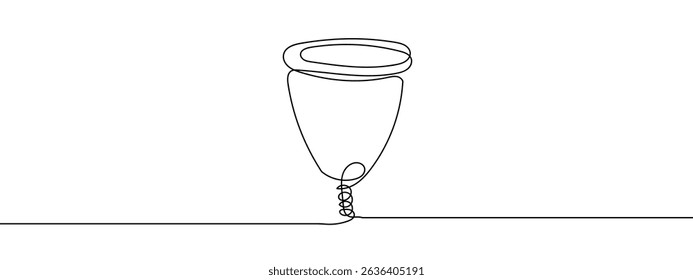 Continuous line, sanitary cup, menstrual cup line art vector.